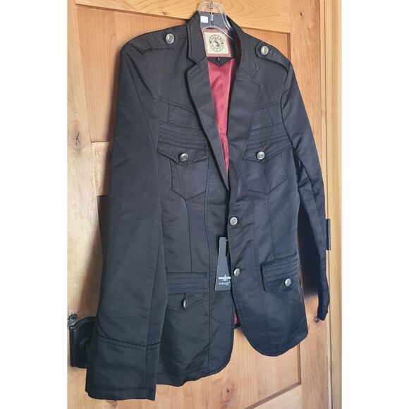 NEW Vassari Italy Black Tailored Jacket SMALL Sharp Preppy Downtown Fitted S - Picture 2 of 11